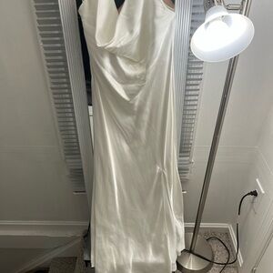 Altar'd State Ivory Satin Cowl Neck Wedding Slip Dress